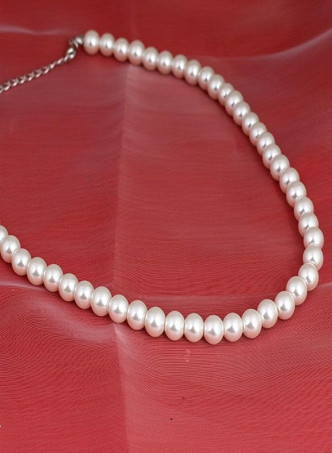 POYAMUSE Classic Pearl Necklace for Women - White Pearl Necklace, Elegant Jewelry - Pearl Strands, Pearl Jewelry for Women - 8mm - Image 4